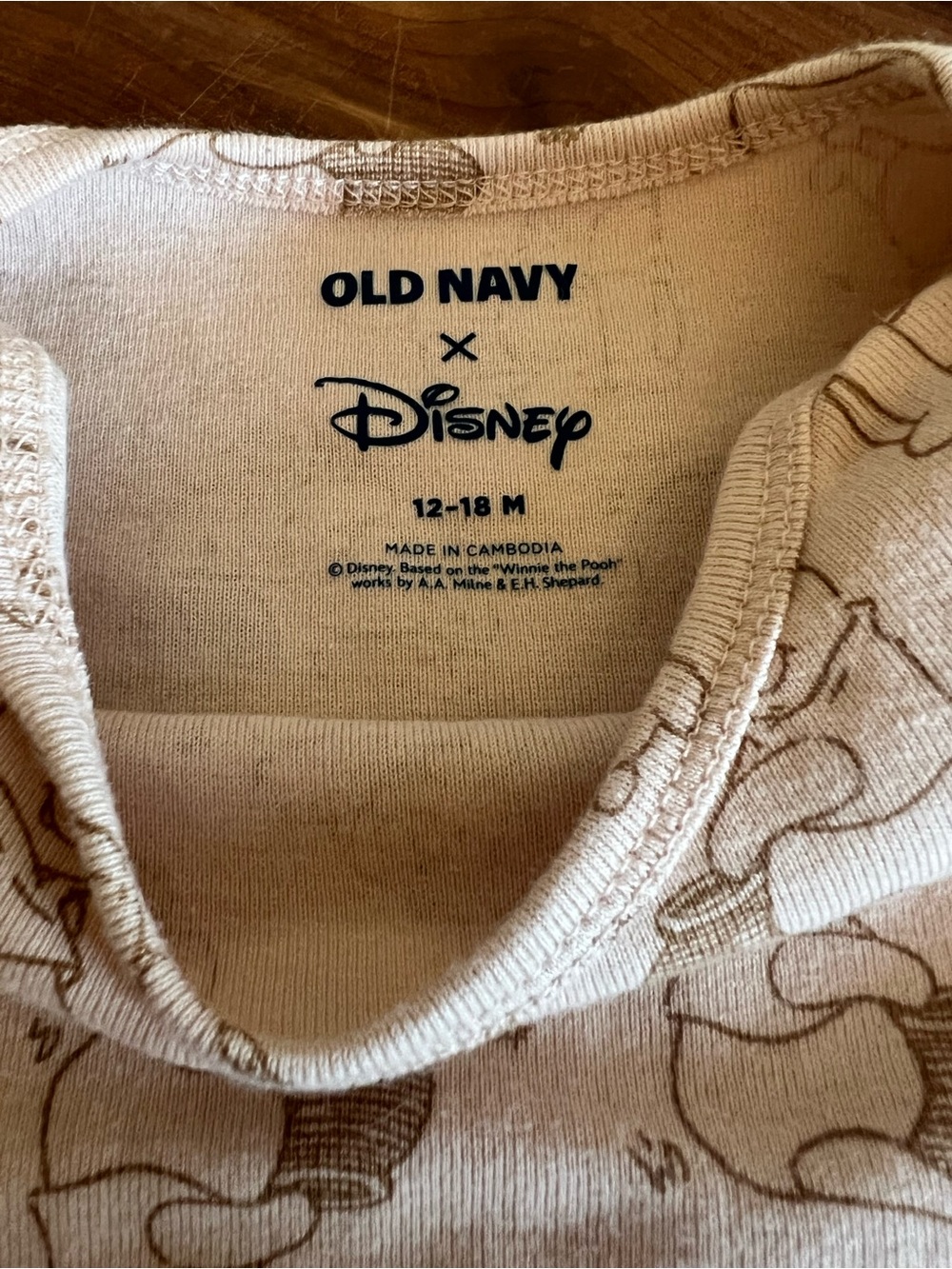 Old Navy Beige Winnie the Pooh Print Long-Sleeve Bodysuit - Picture 2 of 2